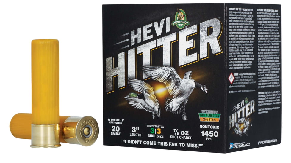 HEVI-Shot Hevi-Hitter 20 Gauge 7/8Oz 3 inch Shotgun Ammo, #3, 25 Rounds, HS29033