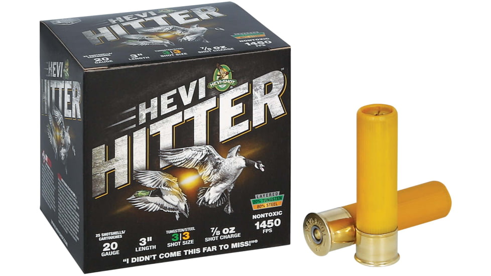 HEVI-Shot Hevi-Hitter 20 Gauge 7/8Oz 3 inch Shotgun Ammo, #3, 25 Rounds, HS29033