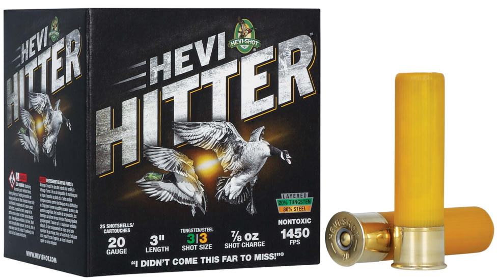 HEVI-Shot Hevi-Hitter 20 Gauge 7/8Oz 3 inch Shotgun Ammo, #3, 25 Rounds, HS29033