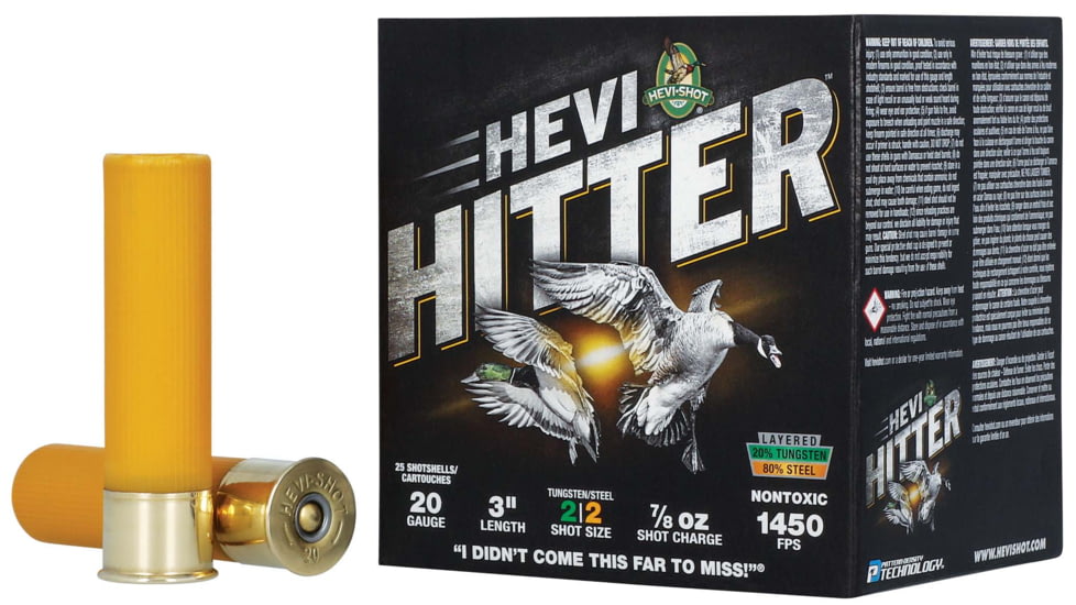 HEVI-Shot HEVI-Hitter 20 Gauge 7/8oz 3in Shotgun Ammo, 2 Shot, 25 Rounds, HS29022