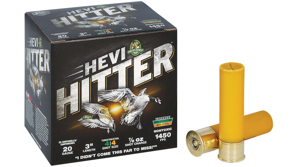 HEVI-Shot HEVI-Hitter 20 Gauge 7/8oz 3in Shotgun Ammo, 4 Shot, 25 Rounds, HS29044
