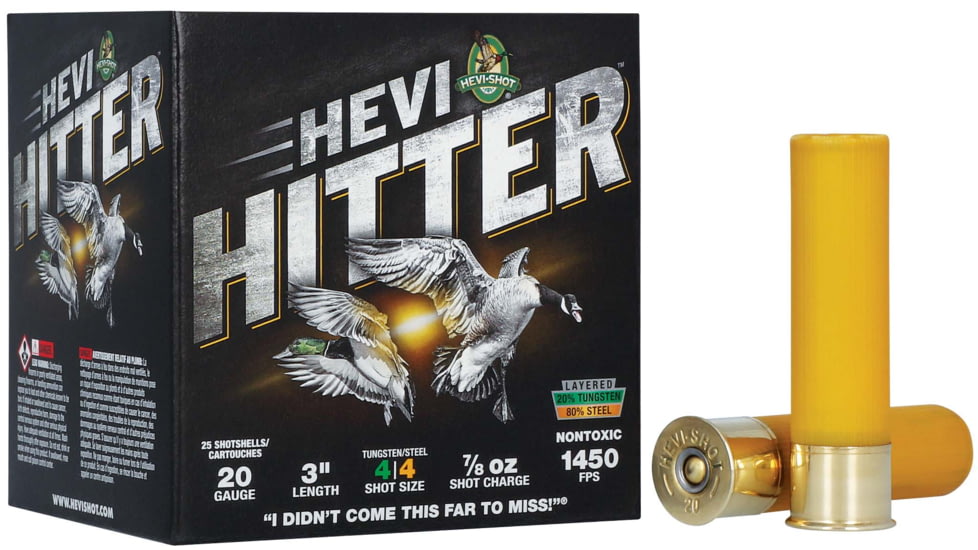 HEVI-Shot HEVI-Hitter 20 Gauge 7/8oz 3in Shotgun Ammo, 4 Shot, 25 Rounds, HS29044
