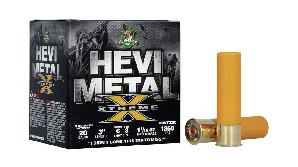 HEVI-Shot Hevi Metal Xtreme 20 Gauge 1.0625oz 3in Shotgun Ammo, Shot 6, 25 Rounds, HS39206