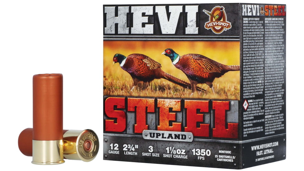 HEVI-Shot HEVI-Steel 12 Gauge 1 1/8oz 2 3/4in Shotgun Ammo, 3 Shot, 25 Rounds, HS61233