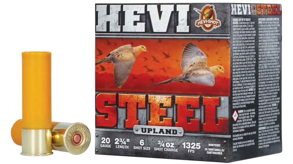 HEVI-Shot HEVI-Steel 20 Gauge 1oz 2-3/4in Shotgun Ammo, 6 Shot, 25 Rounds, HS62026