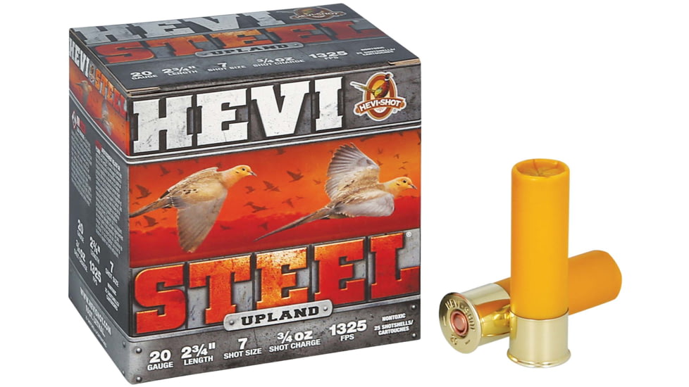 HEVI-Shot HEVI-Steel 20 Gauge 1oz 2-3/4in Shotgun Ammo, 7 Shot, 25 Rounds, HS62027