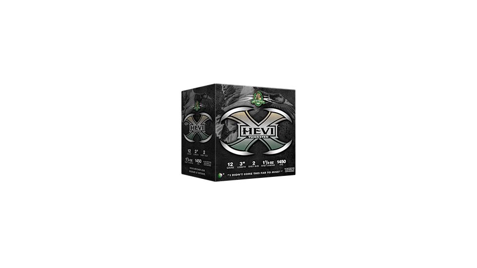 HEVI-Shot HEVI-X Shotgun Ammo, 20 gauge, 2 Shot Size, 3 inch Shell Length, 1 oz Load, 25-Shotshells, 2, 52302