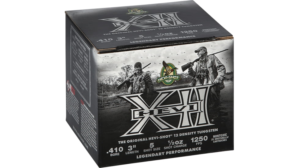 HEVI-Shot Hevi XII 12 Density 410 Gauge 3in Shotshell Ammo, 5 Tungsten Shot, 0.5oz, 25 Rounds, HS54105-25RD