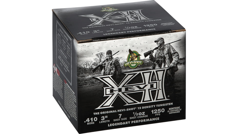 HEVI-Shot Hevi XII 12 Density 410 Gauge 3in Shotshell Ammo, 7 Tungsten Shot, 0.5oz, 25 Rounds, HS54107-25RD