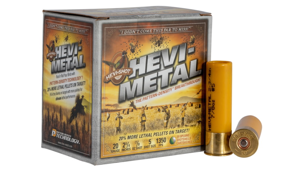 HEVI-Shot Hevi-Metal Pheasant 20 Gauge 7/8 oz 2 3/4in Centerfire Shotgun Ammo, 25 Rounds, 32035