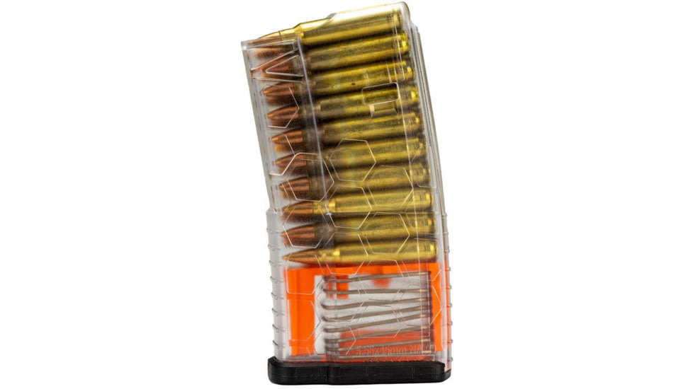 Hexmag AR-15 .223/.300AAC/.458 SOCOM/.50 Beowulf 20 Round Shorty Magazine, Clear, 20, HX20-AR15S2-CLR