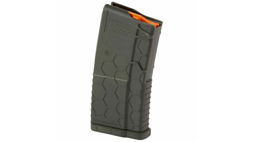 Hexmag AR-15/M4/M16 .223/ .300AAC Blackout/ .458 SOCOM/ .50 Beowulf Shorty Magazine, 10 Round, OD Green, HX1020-AR15-ODG-10RD