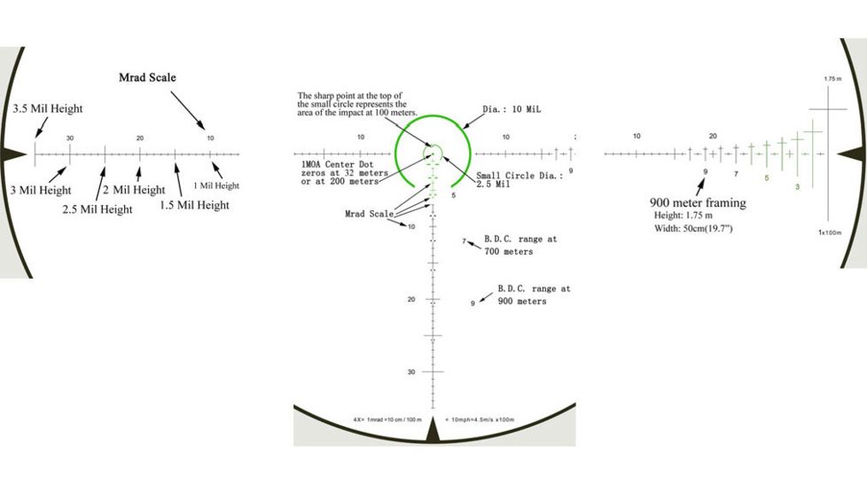 Hi-Lux Optics CMR Illuminated Tactical Rifle Scope, 1-4x24mm, 30mm Tube, Second Focal Plane, Illuminated 122 Grain 7.62X39R Green BDC Reticle, Black, CMR-AK762