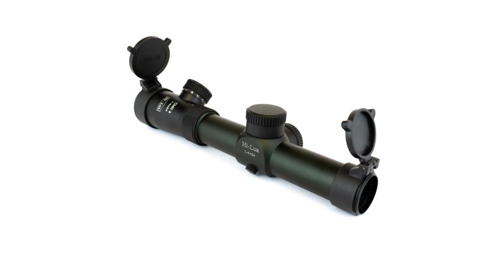 Hi-Lux 1-4x24mm Rifle Scope w/ 30mm Main Tube, with Green Illuminated CMR4 Ranging Reticle