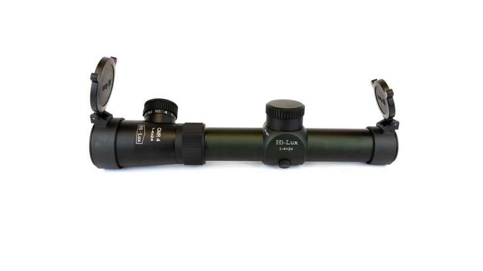 Hi-Lux 1-4x24mm Rifle Scope w/ 30mm Main Tube, with Green Illuminated CMR4 Ranging Reticle