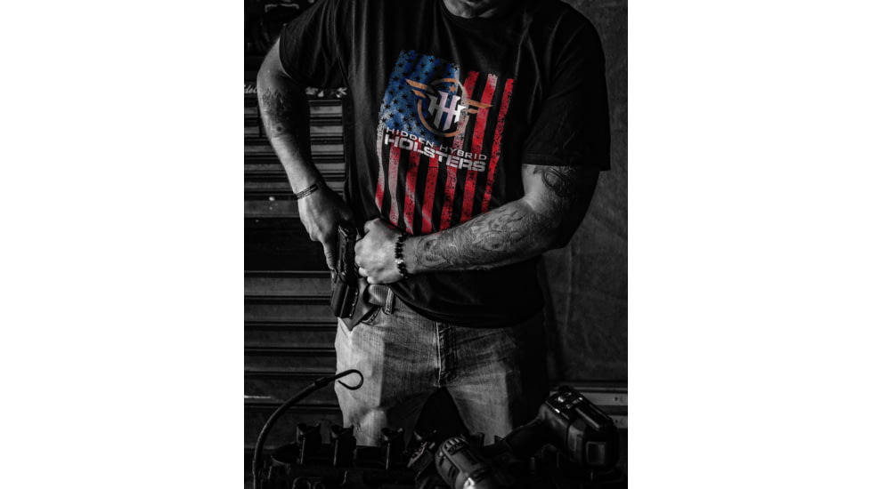 Hidden Hybrid Holsters Hidden Hybrid Holsters flag T-Shirt, HHH-t-shirt black flag l