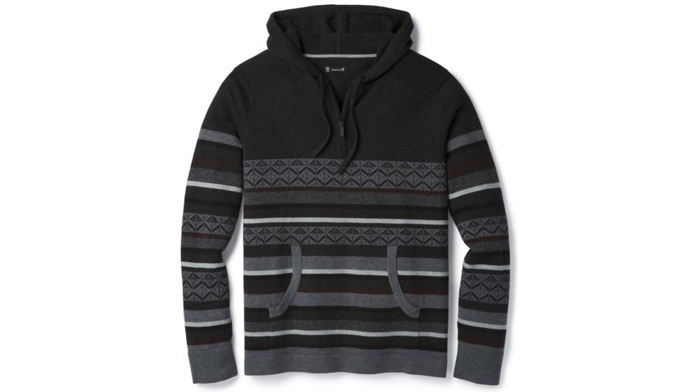 Smartwool Hidden Trail Striped Hoody Sweater-Men's, Charcoal Heather, Large, SW000298010-L