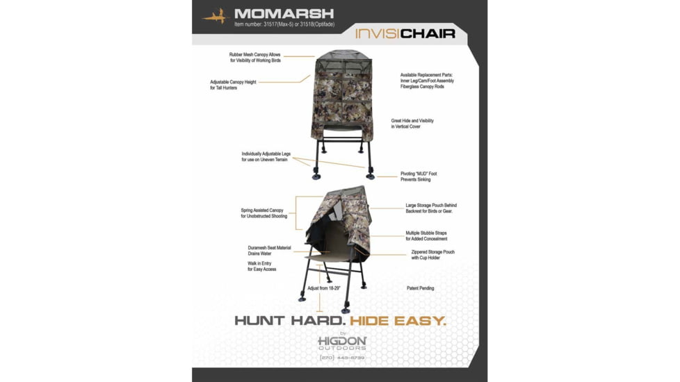 Higdon Outdoors 31518 Invisi-Chair Optifade Marsh Camo