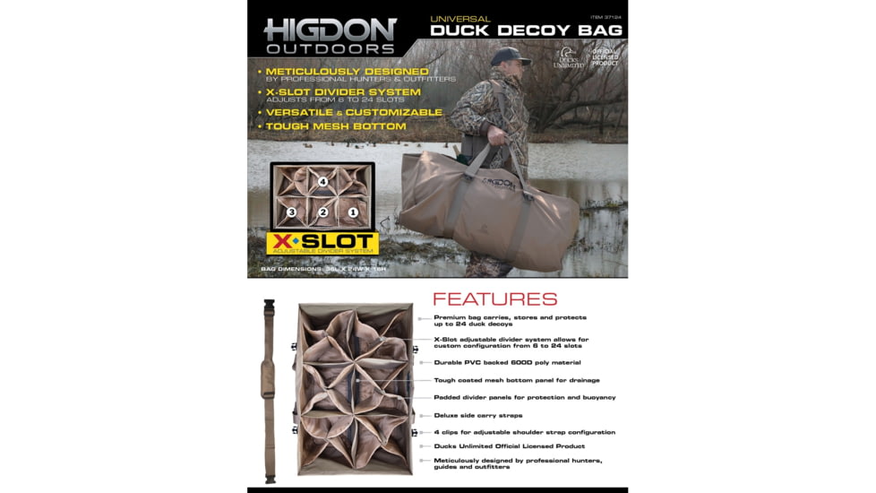 Higdon Outdoors 37124 X-Slot Universal Decoy Bag Tan 600D Polyester