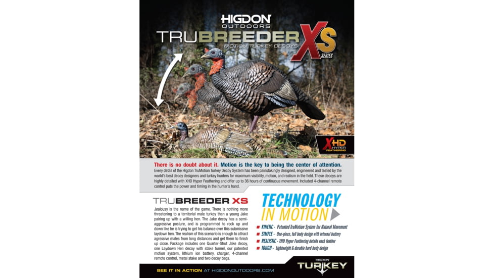Higdon Outdoors XS TruBreeder Motion Breeding Pair Turkey Decoys, Lit Bat and Remote, 63178