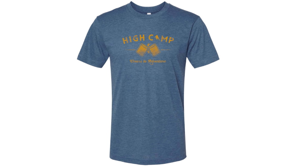 High Camp Flasks Cheers to Adventure Heathered Tri-Blend Tee - Mens, Heathered Blue, Extra Small, TSBLXS