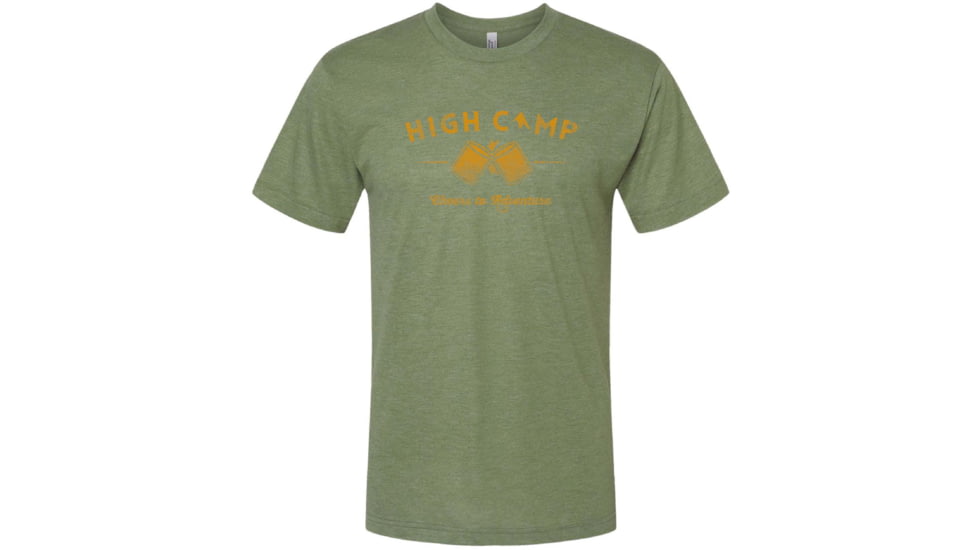 High Camp Flasks Cheers to Adventure Heathered Tri-Blend Tee - Mens, Militart Green, Medium, TSMLM
