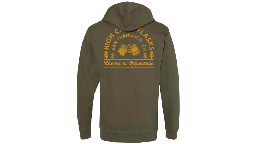 High Camp Flasks Cheers to Adventure Midweight Hooded Sweatshirt - Mens, Green, Extra Large, HDGRXL
