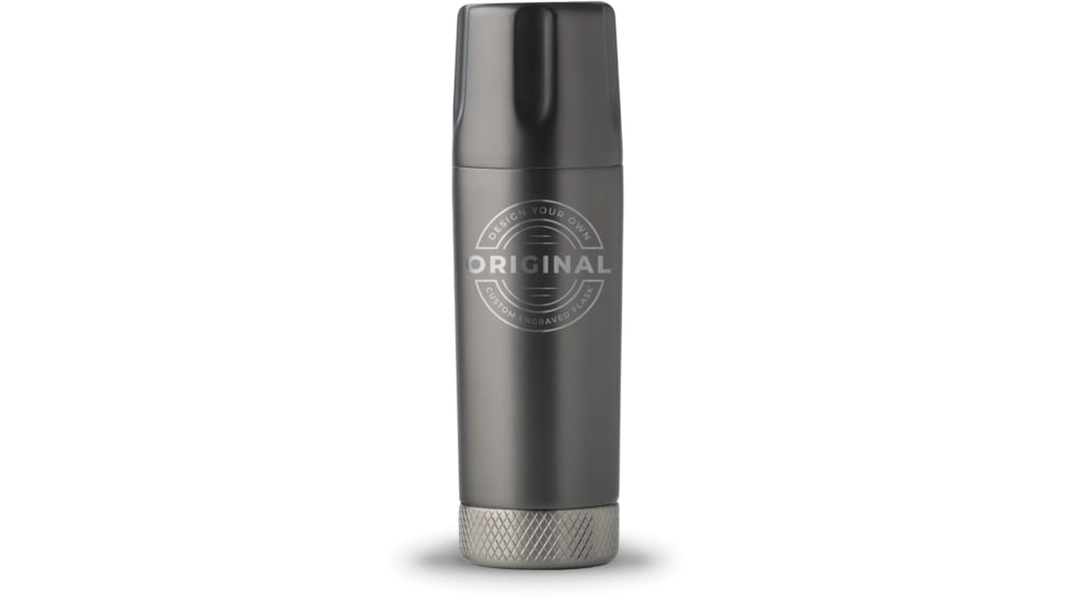 High Camp Flasks Custom Engraved Torch Flask, Gunmetal, 9oz, c2138g