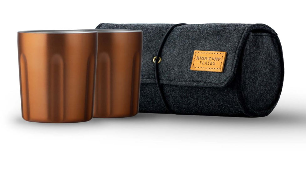 High Camp Flasks Firelight Tumbler, 2 Pack w/ Wool Case, Copper, 375ml, 2116c