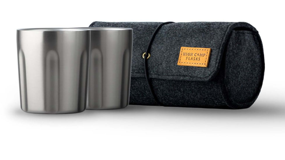 High Camp Flasks Firelight Tumbler, 2 Pack w/ Wool Case, Stainless Steel, 375ml, 2116s