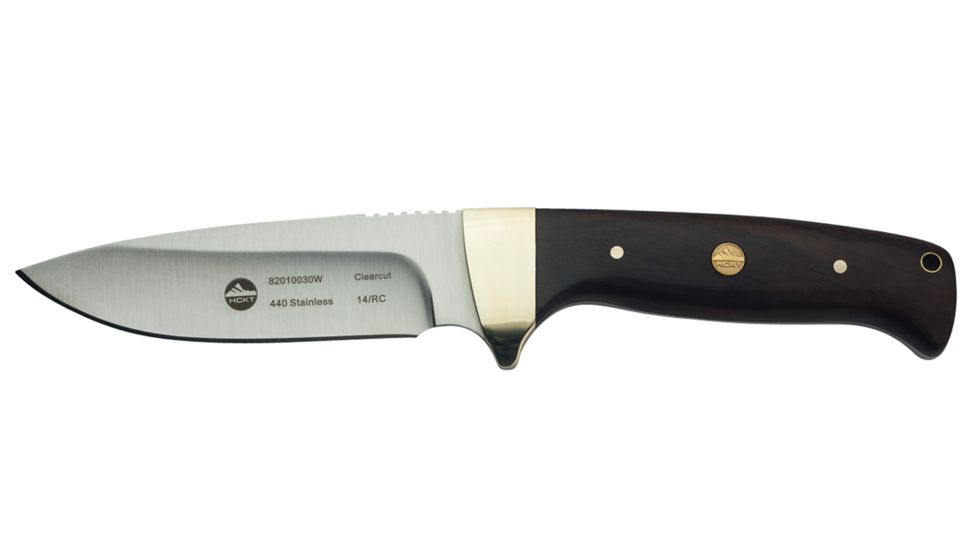 High Country Knife &amp; Tool Clearcut Wood Fixed Blade Knife,4.4in Stainless Steel Blade,Wood Scales 82010030W