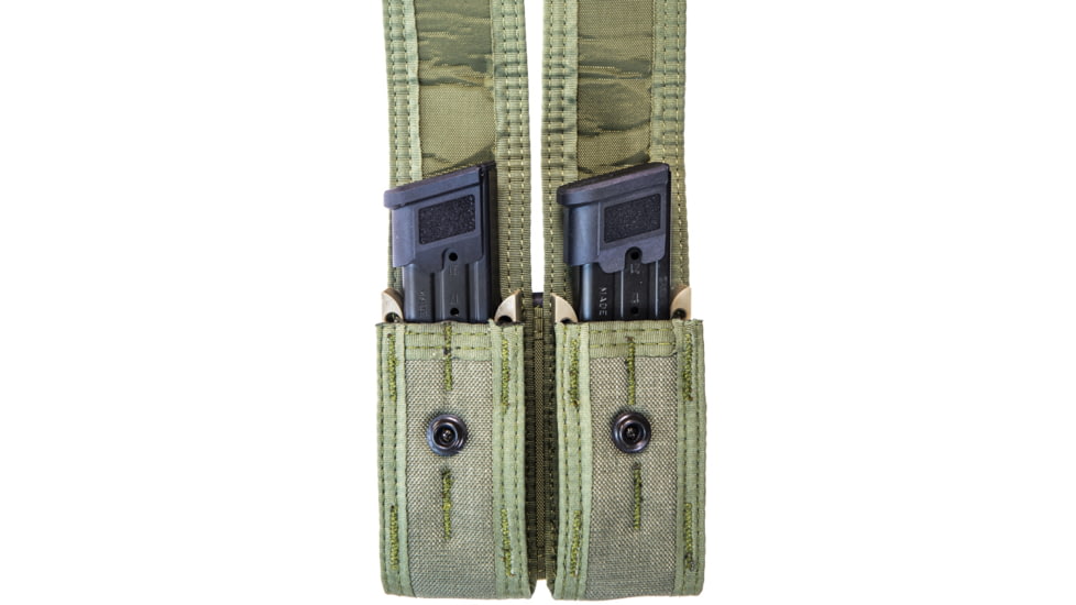 High Speed Gear Duty Double Pistol TACO Magazine Pouch - Covered Plus w/ MOLLE, Olive Drab, 4.5"L x 1.5"W x 6.25"-7"H, 41PX02OD