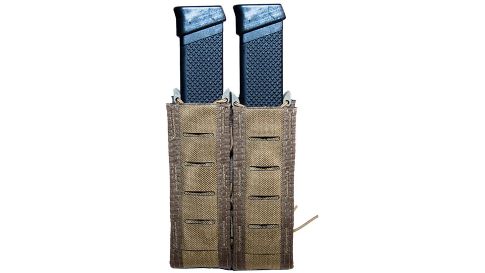 High Speed Gear Duty Double Taco Pistol Magazine Pouch - Extended, Coyote Brown, 41EX02CB