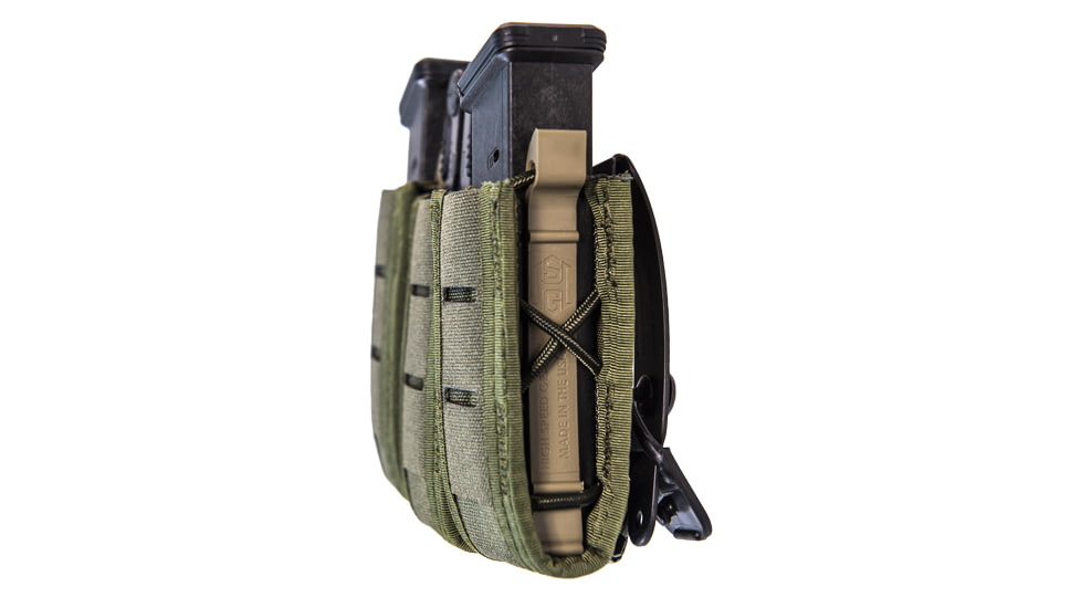 High Speed Gear Duty Pistol TACO - Triple Pistol Magazine Pouch w/ Universal Mount, Olive Drab, 6.5"L x 1.25"W x 4"H, 41PT03OD