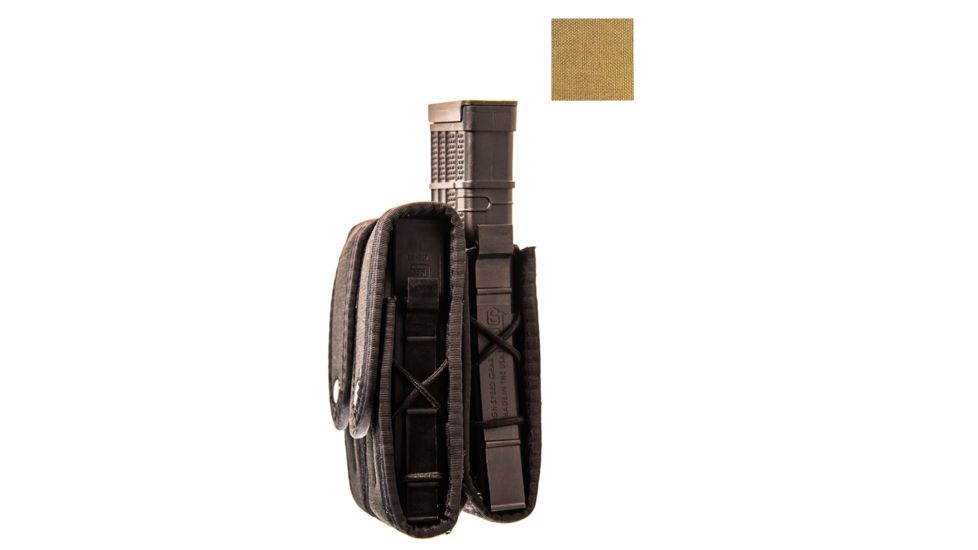High Speed Gear Duty Double Taco Covered Pistol Pouch w/ Rifle U-Mount, Coyote Brown, 41TPC2CB