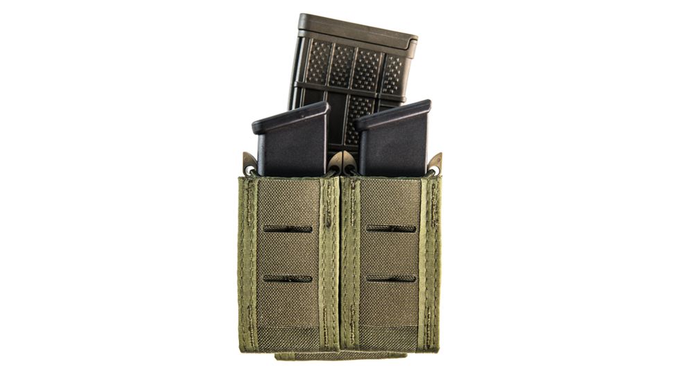 High Speed Gear HSGI Duty Double Pistol Magazine TACO U-Mount Pouch w/Rifle Magazine Pocket, Olive Drab, 41TP02OD