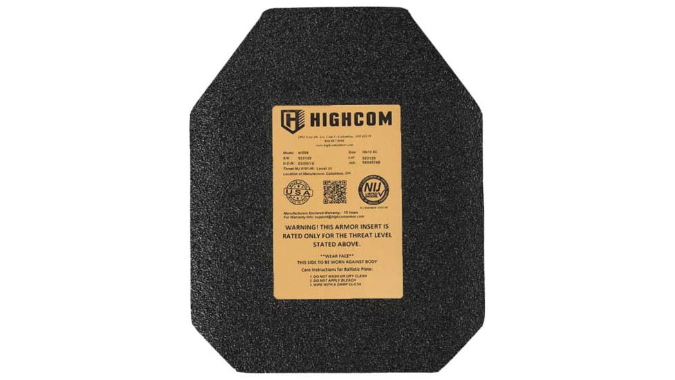 HighCom Armor Guardian AR500 Armor Plate, Shooters Cut, Level III+, Black, 10x12in, AR500-SC-SC-1012-20M