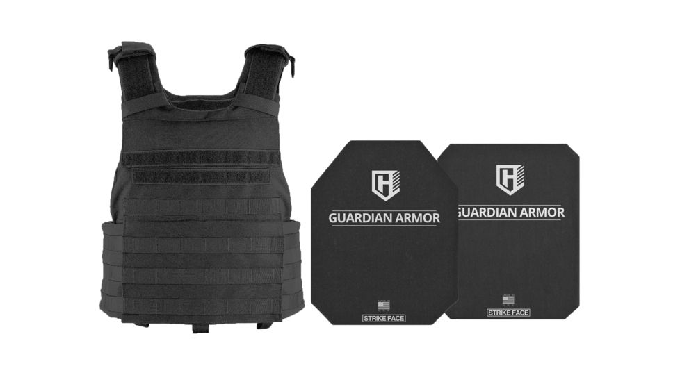 HighCom Armor APC Series Rifle Armor Kit Plate Carrier w/Guardian 3S11 Super Lightweight UHMWPE Plates/10x12 Shooters Cut/10x12 Full Cut, Black, 2XL, RAK-032281280