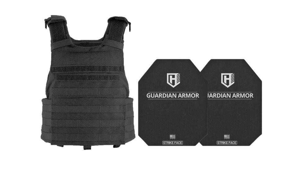 HighCom Armor APC Series Rifle Armor Kit Plate Carrier w/Guardian 3S11 Super Lightweight UHMWPE Plates/10x12 Shooters Cut/10x12 Shooters Cut, Black, 2XL, RAK-032281281