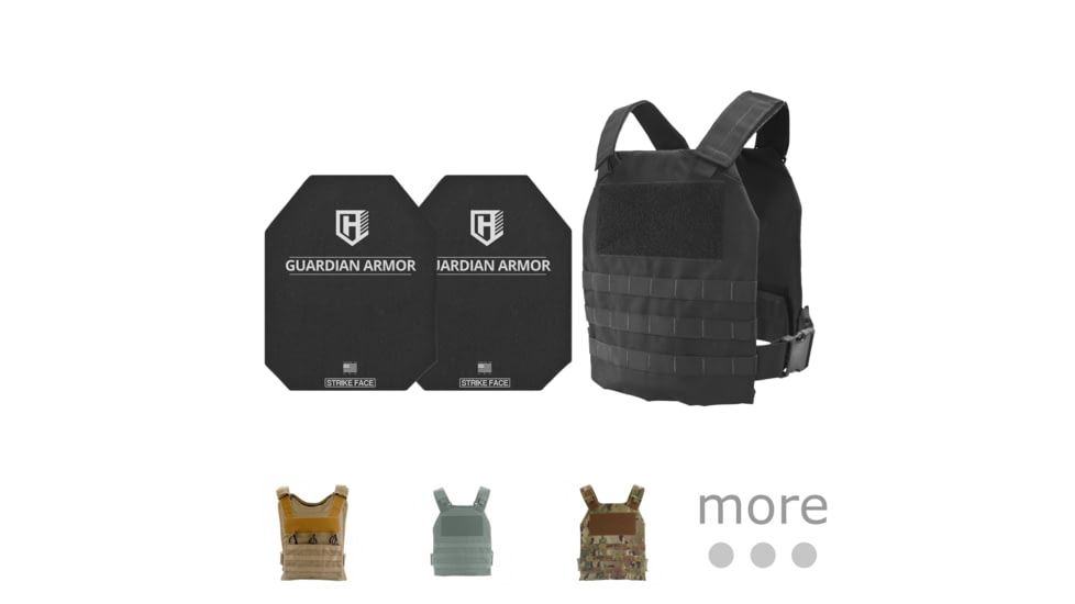 HighCom Security BPC Series Rifle Armor Kit Plate Carrier w/Guardian RSTP Ceramic Plates w/UHMWPE Backing, Black, Coyote Tan, Foliage Green, MultiCam, Navy Blue, OD Green