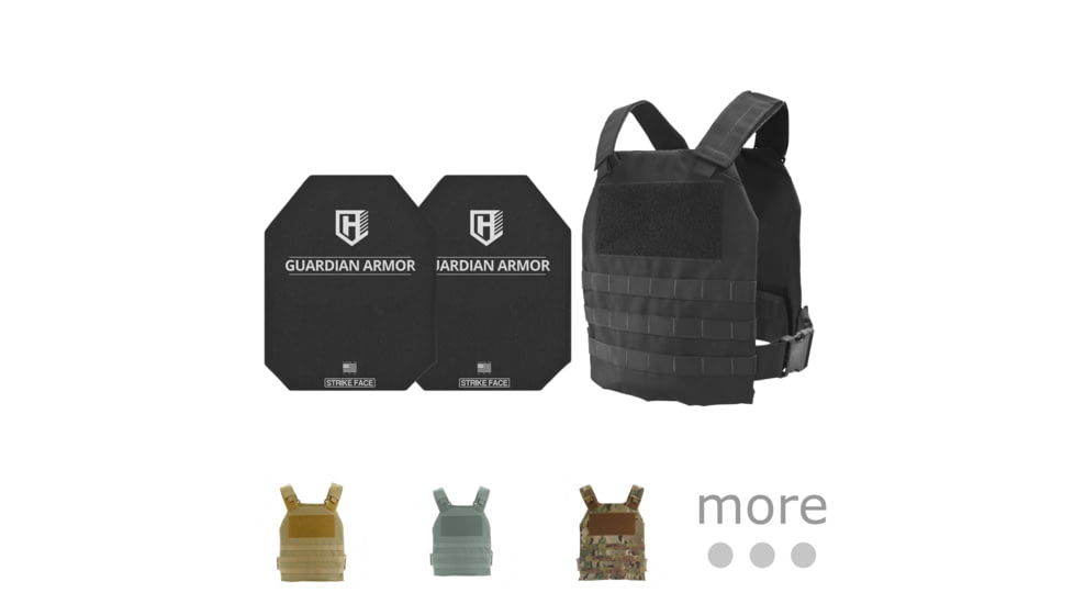HighCom Security CAP Series Rifle Armor Kit Plate Carrier w/Guardian AR500 Steel Plates, Black, Coyote Tan, Foliage Green, MultiCam, Navy Blue, OD Green