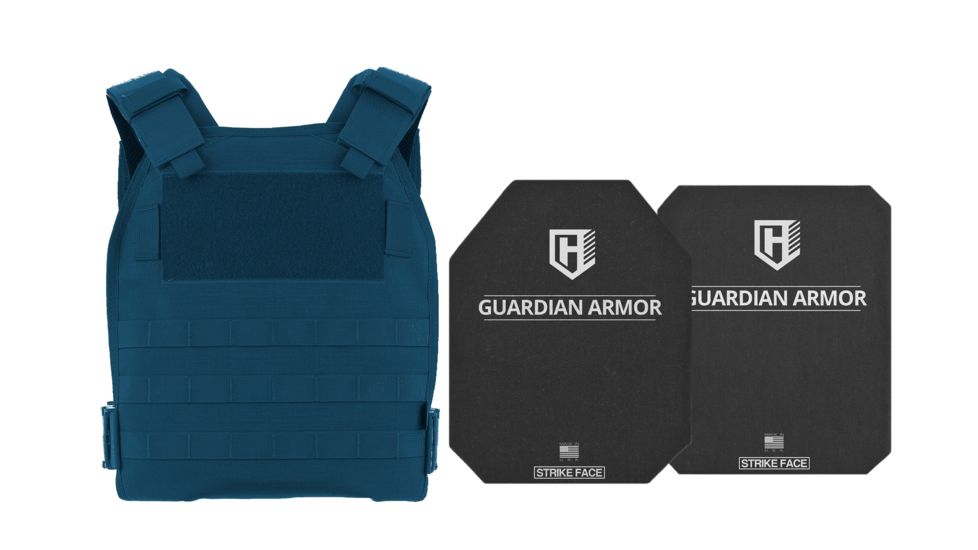 HighCom Armor TFO Series Rifle Armor Kit Plate Carrier w/Guardian RSTP Ceramic Plates w/UHMWPE Backing/10x12 Shooters Cut/10x12 Full Cut, Navy Blue, 2XL, RAK-2017295294