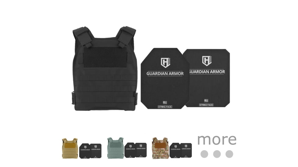 HighCom Security TFO Series Rifle Armor Kit Plate Carrier w/Guardian RSTP Ceramic Plates w/UHMWPE Backing, Black, Coyote Tan, Foliage Green, MultiCam, Navy Blue, OD Green