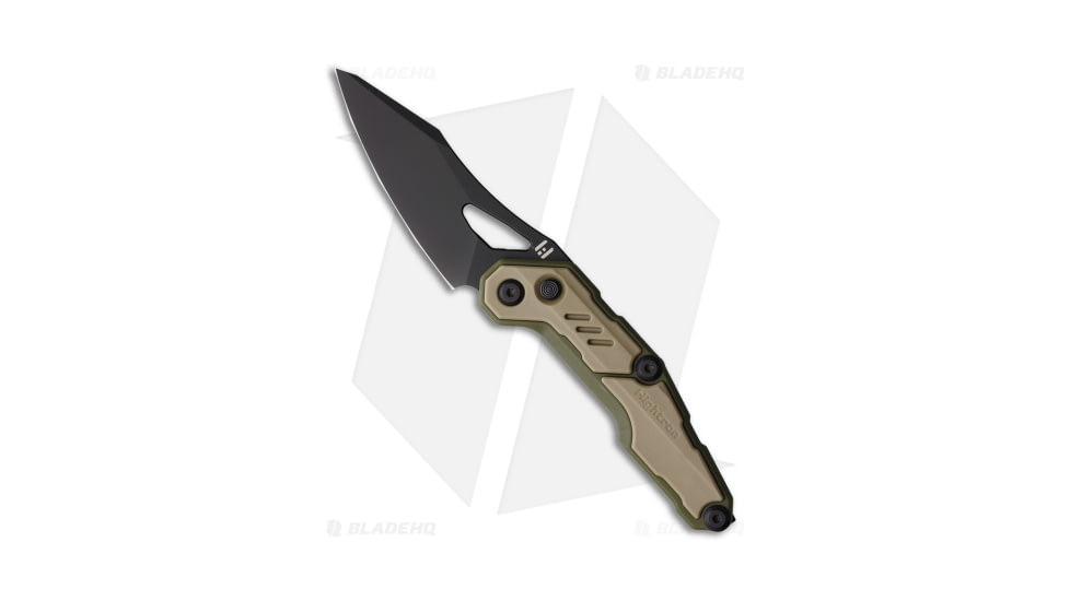 HighTron Spectron Folding Knife, 3.05in, Bohler M390 Stainless Steel, Sheepsfoot Blade, Tan Handle, Tan/Black, 7.12 inch, BHQ-209727