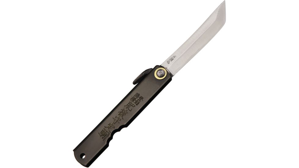Higonokami Folder Black Folding Knife,3in,Tanto, Handle HIGO13BL