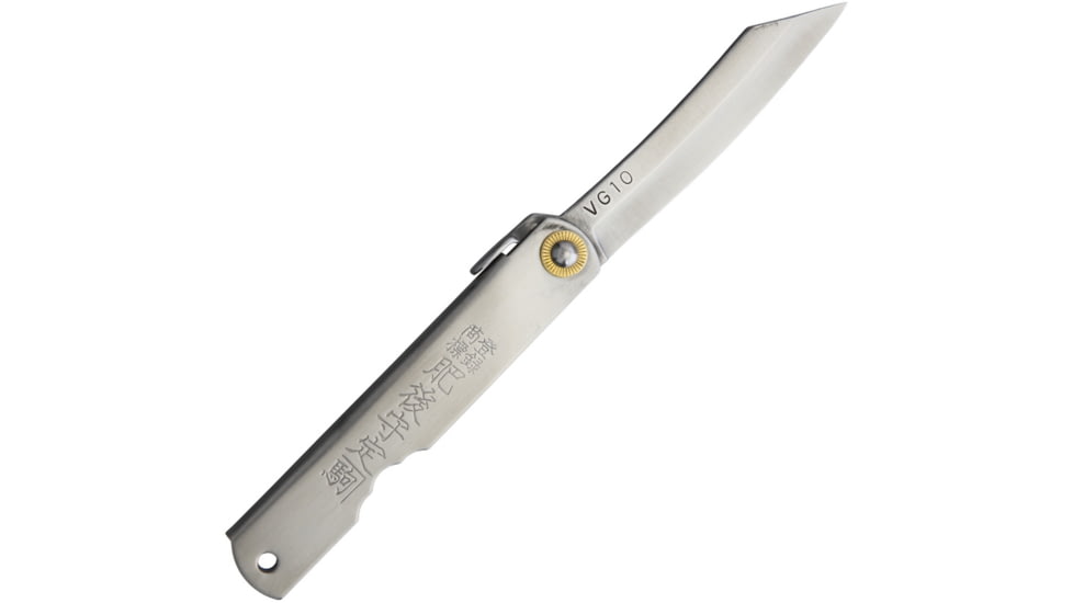 Higonokami Warikomi Folder VG10 Folding Knife, 2.88in Satin Vg-10 SS Blade, SS Handle, Slip Joint, VG10 STAINLESS