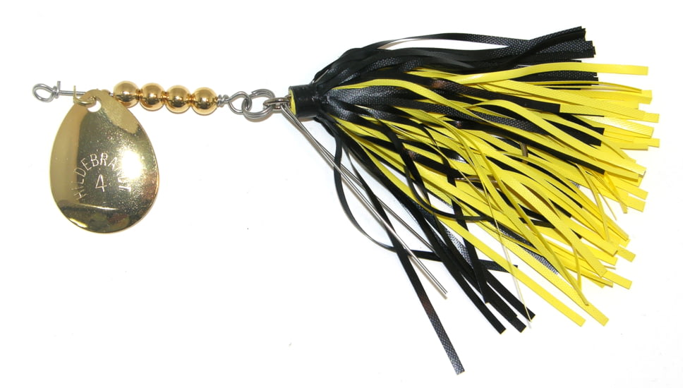 Hildebrandt Snagless Sally Spinner, 4in, 1/4 oz, 3/0 Hook Black &amp; Yellow Skirt with Gold Blade, 3.5SSG-BLYL