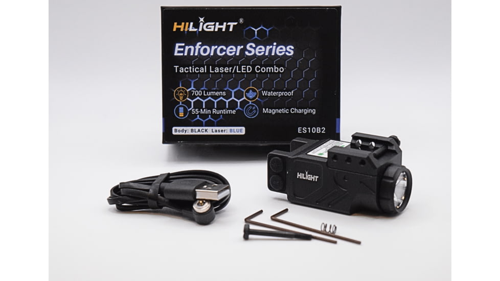 Hilight Enforcer Series Blue Laser Sight, SIG Sauer P226, Springfield Armory XD-S, Glock 19, SIG Sauer P320, Glock 17, Glock 34, Smith &amp; Wesson M&amp;P M2.0, Springfield Armory XD-M, Black, ES10B2