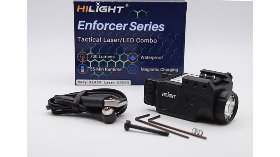 Hilight Enforcer Series Green Laser Sight, SIG Sauer P226, Springfield Armory XD-S, Glock 19, SIG Sauer P320, Glock 17, Glock 34, Smith &amp; Wesson M&amp;P M2.0, Springfield Armory XD-M, Black, ES10G2