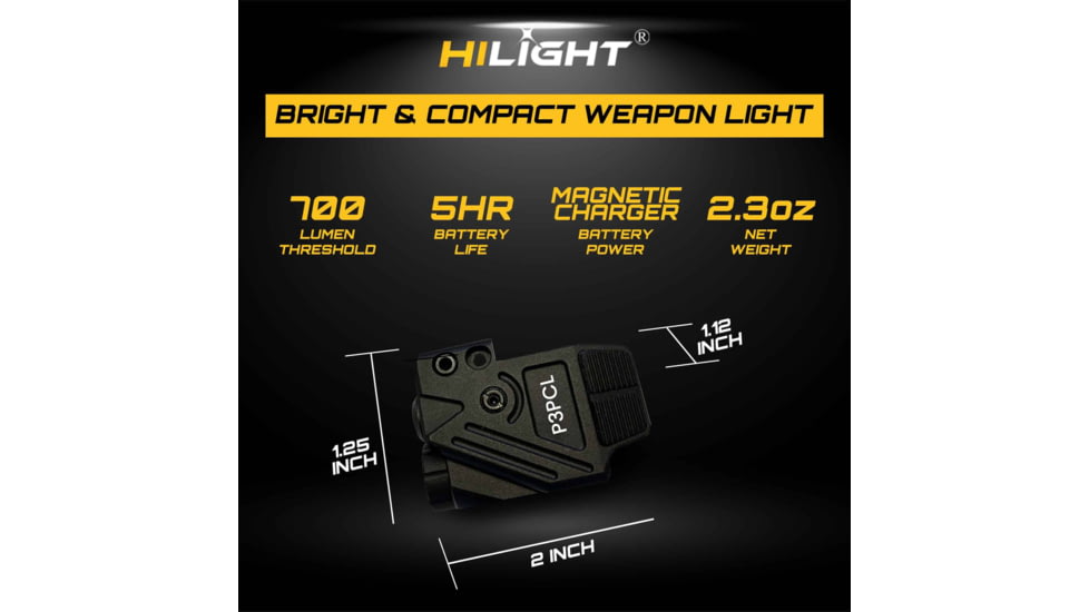 Hilight Peak Performance Purple/Cyan Laser Sight, Glock 17, Glock 19, Black, P3PCL